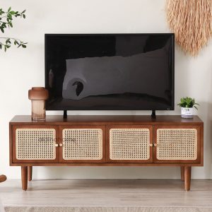 Rak Bufet Meja Tv Minimalis Rotan Hanum Kayu Jati