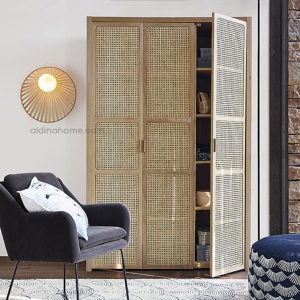 Lemari Kabinet Pakaian Rotan Minimalis Antik Bima Kayu Solid by Aldina Home