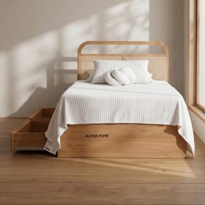 Tempat Tidur Ranjang Dipan Laci Rotan Antik Minimalis Nahira Furniture by Aldina Home