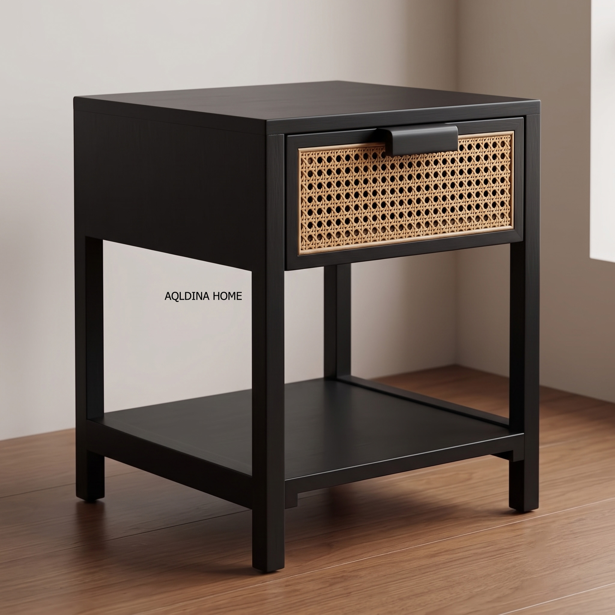 Nakas Meja Samping Side Table Night Stand Nakula Kayu Jati Variasi Rotan by Aldina Home - Gambar 4
