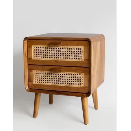Nakas Meja Samping Kayu Jati Neza Variasi Rotan by Aldina Home