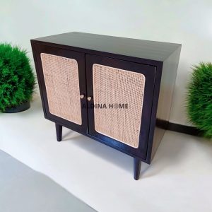Rak Bufet Meja Minimalis Rotan Adarma Kayu Jati Solid by Aldina Home