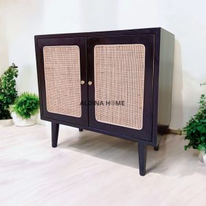 Rak Bufet Meja Minimalis Rotan Nakula Kayu Jati Solid by Aldina Home